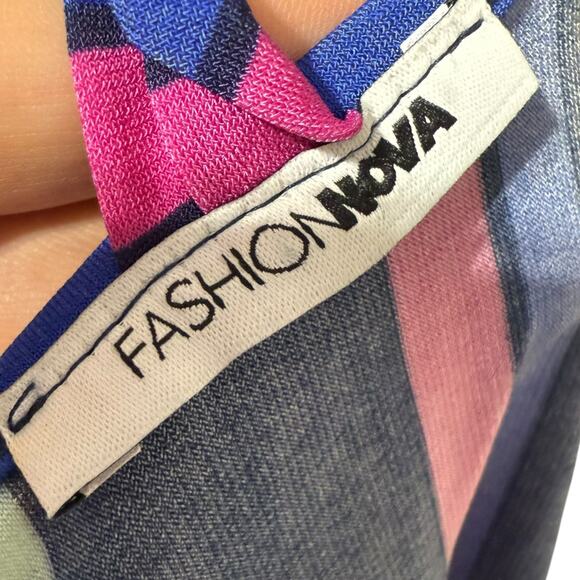 Fashion Nova 2 piece colorful striped set crop top with choker and skirt - small - Picture 7 of 8